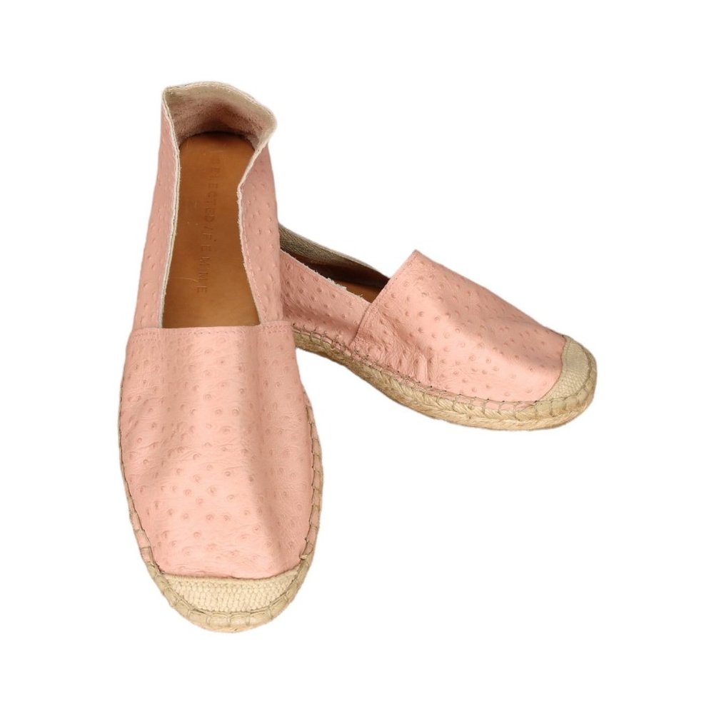 Heavenly Pink Ostrich Espadrille Flat Size 9.5 / 41 Made in Spain